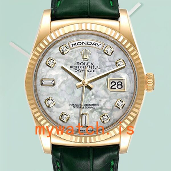 Rolex Day-Date M118138-0143 36mm Men's Gold-tone Leather Strap: Genuine vs. Replica