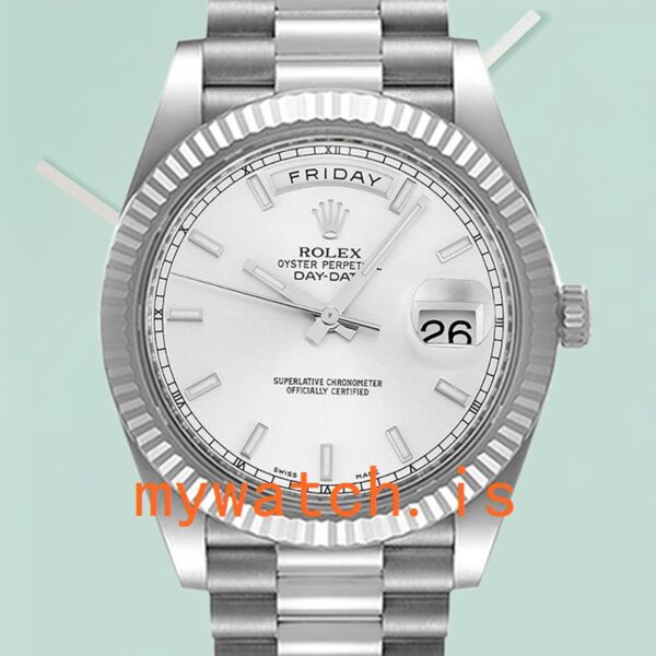 Rolex Day-Date Mens 41mm 218239 Silver-tone: Genuine vs. Replica Analysis